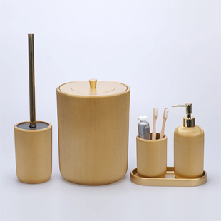 By Selim Lydia Altın 5 Parça Polyester Banyo Seti 