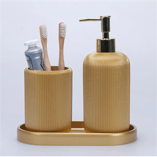 By Selim Lydia Altın 5 Parça Polyester Banyo Seti 