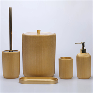 By Selim Lydia Altın 5 Parça Polyester Banyo Seti 