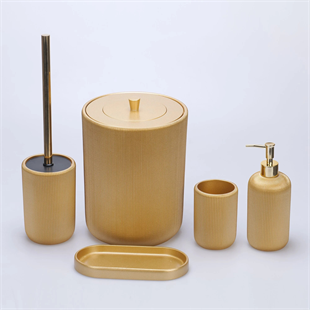 By Selim Lydia Altın 5 Parça Polyester Banyo Seti 