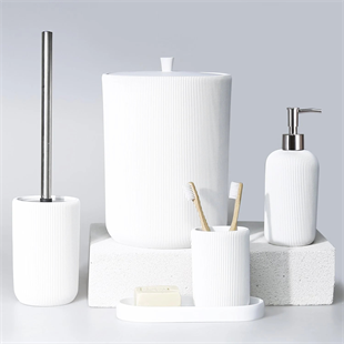 By Selim Lydia Beyaz 5 Parça Polyester Banyo Seti 