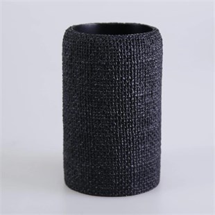 By Selim Natural 5 Parça Polyester Banyo Seti Siyah 