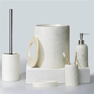 By Selim Natural İnci 5 Parça Polyester Banyo Seti 