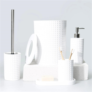 By Selim Neptune Beyaz 5 Parça Polyester Banyo Seti 