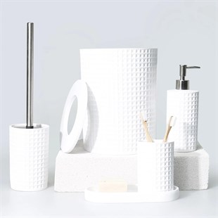 By Selim Neptune Beyaz 5 Parça Polyester Banyo Seti 