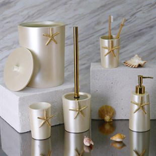 By Selim Ocean İnci Altın 5 Parça Polyester Banyo Seti 