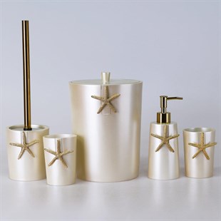 By Selim Ocean İnci Altın 5 Parça Polyester Banyo Seti 