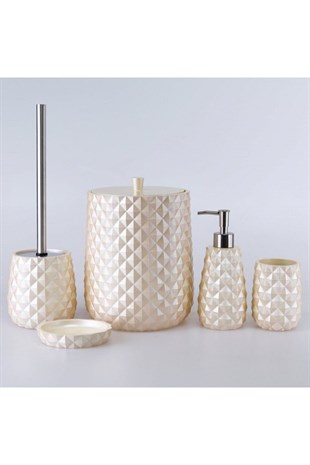 By Selim Piramit İnci 5 Parça Polyester Banyo Seti 