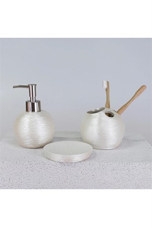 By Selim Planet İnci 5 Parça Polyester Banyo Seti 