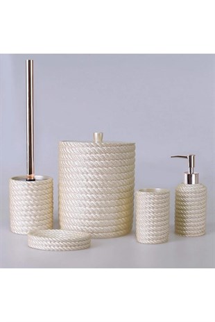 By Selim Rope İnci 5 Parça Polyester Banyo Seti 