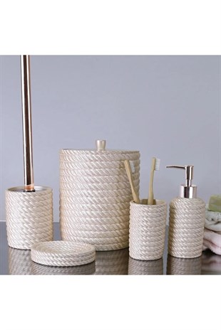 By Selim Rope İnci 5 Parça Polyester Banyo Seti 