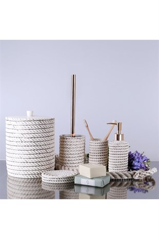 By Selim Rope Krem 5 Parça Polyester Banyo Seti 