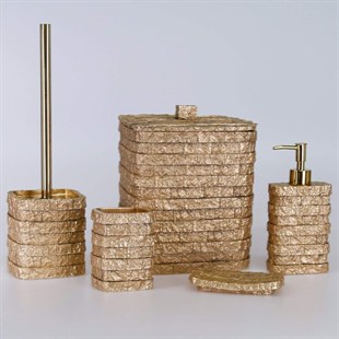 By Selim Stone Altın 5 Parça Polyester Banyo Seti 