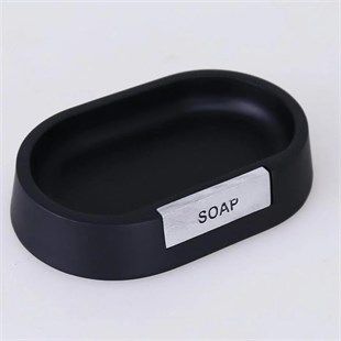 By Selim Troy Siyah Gümüş 5 Parça Polyester Banyo Seti 