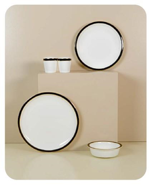 Evaliza Alaia Black Gold Line 2mm 12 Kişilik 60 Parça Porselen Yemek Takımı 