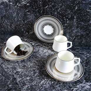 Evaliza Crown Platin 6 Kişilik Porselen Kahve Fincan Takımı 80 ml 44199 