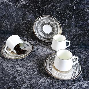 Evaliza Crown Platin 6 Kişilik Porselen Kahve Fincan Takımı 80 ml 44199 