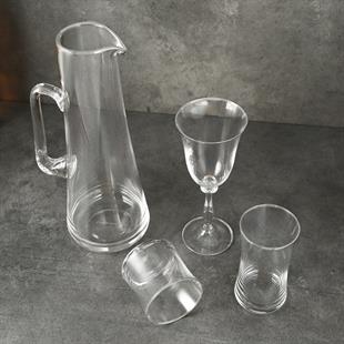 Evaliza Eva 37 Parça Gümüş Platin Cam Çeyiz Su Takımı 