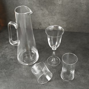 Evaliza Eva 37 Parça Gümüş Platin Cam Çeyiz Su Takımı 