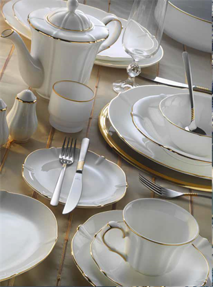 Evaliza Magnolia 36 Parça Porselen Kahvaltı Takımı 2 MM Gold 