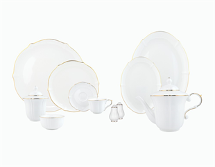 Evaliza Magnolia 36 Parça Porselen Kahvaltı Takımı 2 MM Gold 