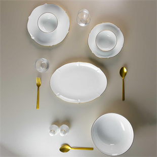 Evaliza Magnolia Gold 60 Parça 12 Kişilik Porselen Yemek Takımı 