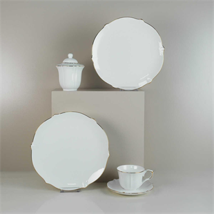 Evaliza Magnolia Premium Gold 36 Parça 6 Kişilik Porselen Kahvaltı Takımı 