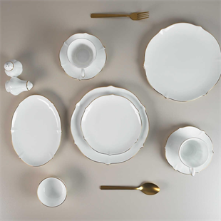 Evaliza Magnolia Premium Gold 36 Parça 6 Kişilik Porselen Kahvaltı Takımı 