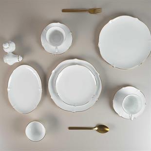 Evaliza Magnolia Premium Gold 36 Parça 6 Kişilik Porselen Kahvaltı Takımı 
