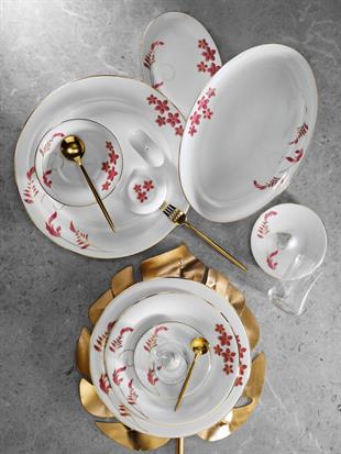 Evaliza Nostalji Çiçek 42 Parça 6 Kişilik Porselen Kahvaltı Takımı 