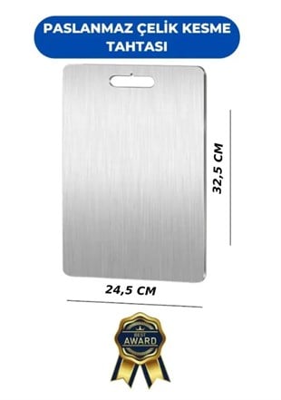 İnci Çelik 304 Paslanmaz Çelik Kesme Tahtası Antibakteriyel Pano Orta 32,5 x 24,5 Cm 
