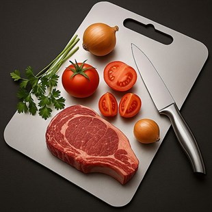 İnci Çelik 304 Paslanmaz Çelik Kesme Tahtası Antibakteriyel Pano Orta 32,5 x 24,5 Cm 