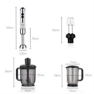 Korkmaz A447-14 Mia Mega Blender Set Vanilya/Krom 
