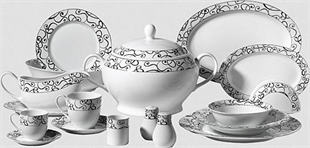 Korkmaz A8007 Bianca Collection 86 Parça 12 Kişilik Porselen Yemek Takımı (Yuvarlak) 