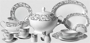 Korkmaz A8007 Bianca Collection 86 Parça 12 Kişilik Porselen Yemek Takımı (Yuvarlak) 