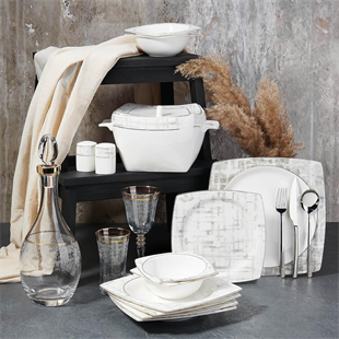 Korkmaz A8453 Bone Selection 60 Parça Kare Yemek Takımı 