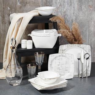 Korkmaz A8453 Bone Selection 60 Parça Kare Yemek Takımı 