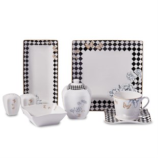 Korkmaz A8573 Link Collection 28 Parça Kare Kahvaltı Takımı 
