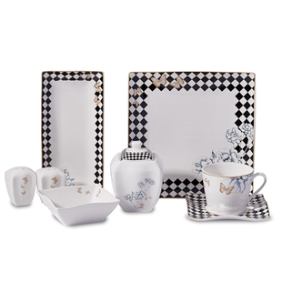 Korkmaz A8573 Link Collection 28 Parça Kare Kahvaltı Takımı 