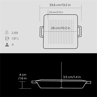 Lava Demir Döküm Izgara Grill Tava Kare 26x26 Cm  LV ECO GT 2626 GT 