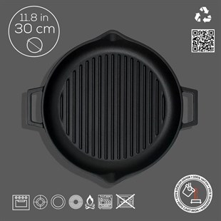 Lava Demir Döküm Yuvarlak Izgara Grill Tava 30 Cm Eco Gt 30 T5 