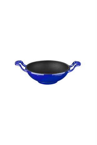 Lava Döküm Wok Tava 16 Cm Mavi Renk Çift Metal Kulplu LV WOK 16 K0 B 