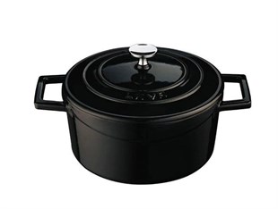 Lava Döküm Yuvarlak Derin Tencere Siyah 24 Cm 