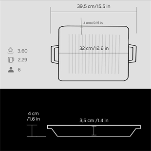 Lava Izgara Grill Demir Döküm Tava Hibrit 26x32 Metal Kulplu LV ECO GT 2632 T4 