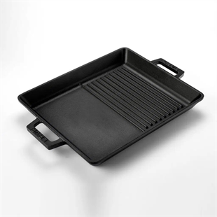 Lava Izgara Grill Demir Döküm Tava Hibrit 26x32 Metal Kulplu LV ECO GT 2632 T4 