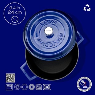 Lava Trendy Demir Döküm Derin Tencere 24 Cm Mavi LVYTC24K2B 
