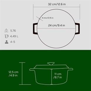 Lava Trendy Demir Döküm Derin Tencere 24 Cm Yeşil LVYTC24K2G 