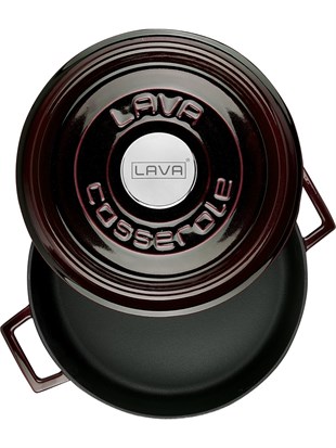 Lava Trendy Premium Serisi Demir Döküm Pilav Basık Yayvan Tencere 24 Cm Majolika Mor 