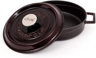 Lava Trendy Premium Serisi Demir Döküm Pilav Basık Yayvan Tencere 24 Cm Majolika Mor 