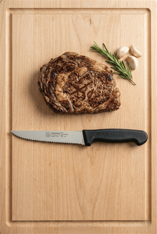 Lazerli Tırtıklı Sürmene Sebze Meyve Biftek Steak Mutfak Bıçağı 24 Cm Lazer Bileme Sürbisa 61005-LZ 